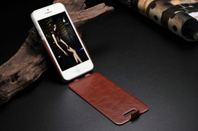 Чехол для IPhone 5 тонкий, кожаный флип